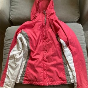 Pink gray white Columbia winter coat size large